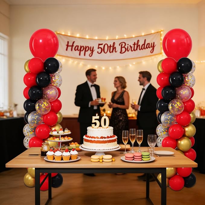 Red Black Gold Balloon Column Stand Kit Set of 2 - Image 2