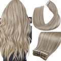LaaVoo Human Hair Tape in Extensions Ash Blonde Tape in Hair Extensions Human Hair Highlights Blonde with Ash Blondes 00G 40pcs 20Inch