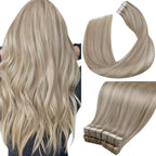 LaaVoo Human Hair Tape in Extensions Ash Blonde Tape in Hair Extensions Human Hair Highlights Blonde with Ash Blondes 00G 40pcs 20Inch