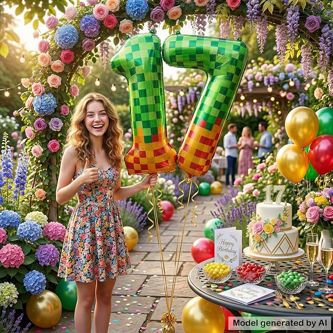 40 Inch Pixel Foil Number 17 Balloon - Image 5