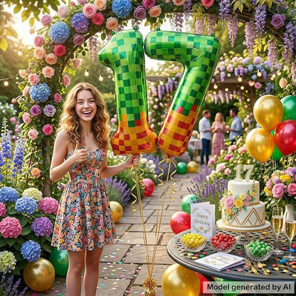 40 Inch Pixel Foil Number 17 Balloon - Image 5