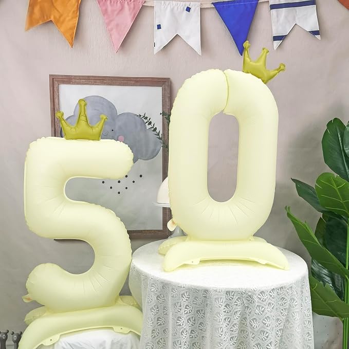 Standing White Crown Number 7 Balloon 40In Retro White Crown 7 Balloon | - Image 6