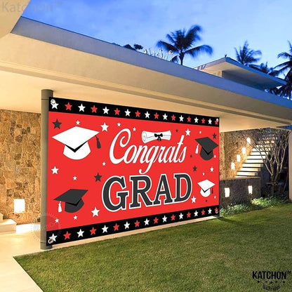 KatchOn Graduation Decorations 2026 | Red and Black Congrats Grad Banner - Image 8
