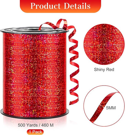 Red Curling Ribbon, 500 Yards, 1/5 Inch | Shiny, - Image 2