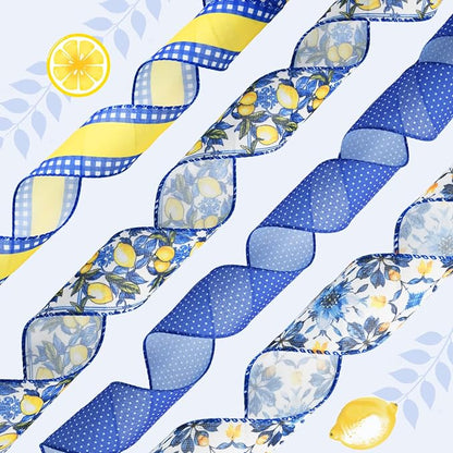 4 Rolls Lemon Wired Edge Ribbon - Image 6
