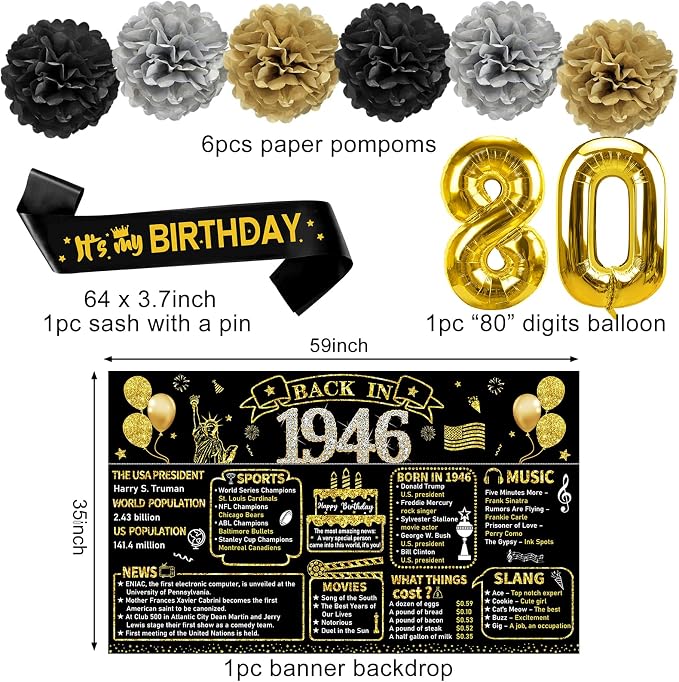 Zirtorei 80th Birthday Decorations - Image 3