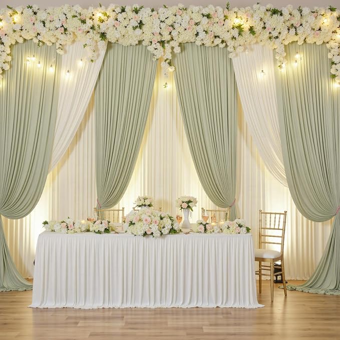 10 ft x 10 ft Wrinkle Free Light Green Backdrop Curtain - Image 7