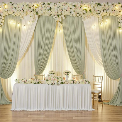 10 ft x 10 ft Wrinkle Free Light Green Backdrop Curtain - Image 7