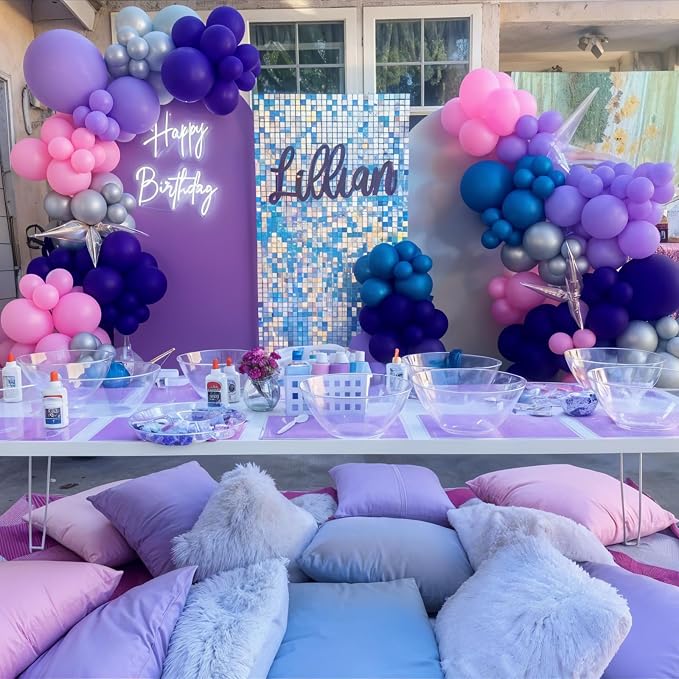Pink Purple Blue Balloons 12 Inch 50 Pcs Royal Dark Purple Metallic Blue Dusty - Image 7