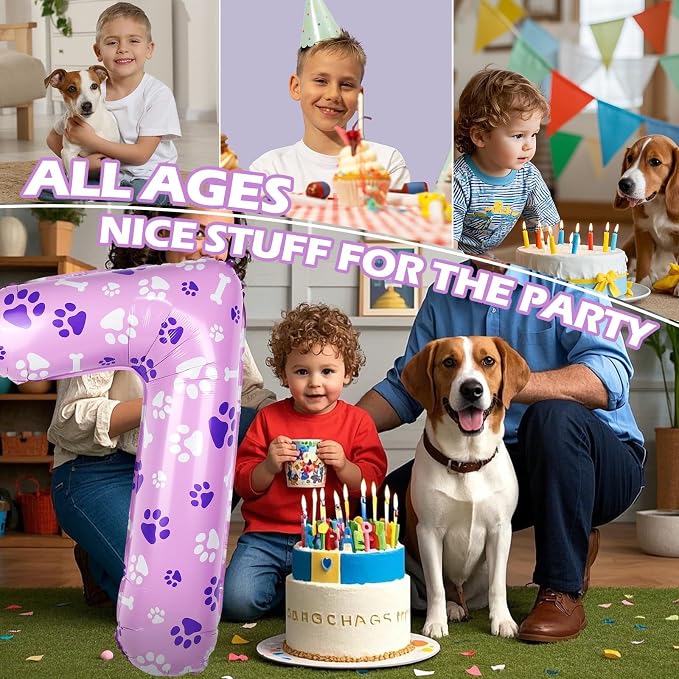 40 Inch Pink Dog Paw Balloons, Numeral 7 Birthday Balloons - Image 7
