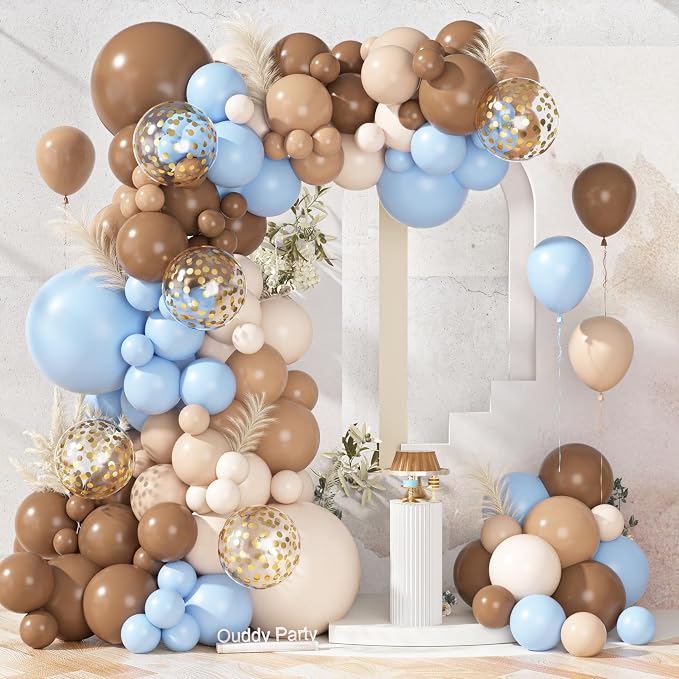 Ouddy Party 142Pcs Brown Coffee Blue Balloons Garland Kit 18 12 10 5 Inch | by OuddyParty