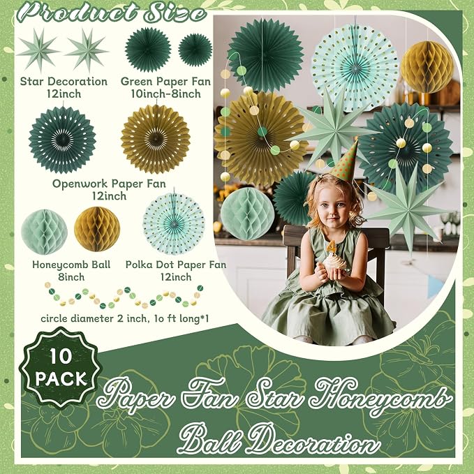 ADLKGG Sage Green Gold Party Decorations - Image 2
