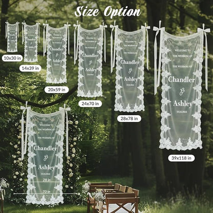 Personalized Wedding Welcome Fabric Sign Sheer Lace Banner | Handmade Custom - Image 9