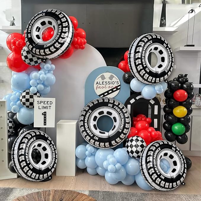 6 PCS Race Car Tire Foil Balloons, 30 Inch Reusable Racing Wheel Balloons - Image 7