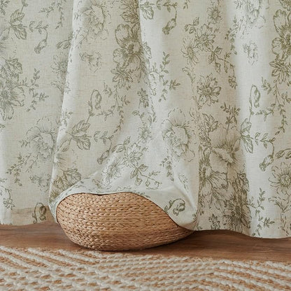 jinchan Floral Linen Curtains Lined 108 Inch Farmhouse Back Tab 2 Panels | - Image 8