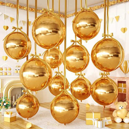 Gold Round Foil Balloons, Hanging Ceiling Balloons by FEYG