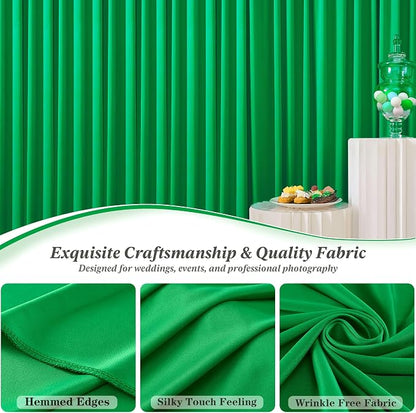 20 ft x 10 ft Wrinkle Free Green Backdrop Curtain - Image 6