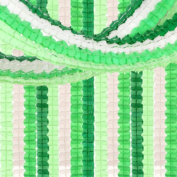 Green-White Party Decorations Streamers Garland - 157Ft Four-Leaf Clover - Image 7