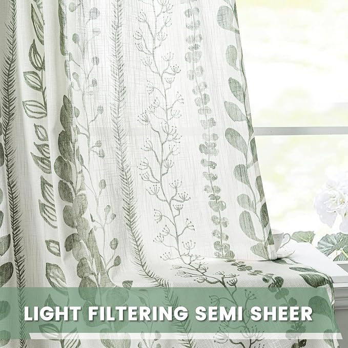 Sage Green Curtains 108 Inches Long 2 Panels Boho Curtains - Image 5