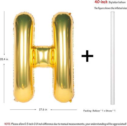 Letter Balloons 40 Inch Giant Jumbo Helium Foil Mylar Gold H | - Image 2