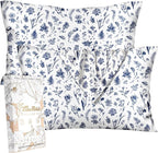 2 Pack Mulberry Silk Pillowcase for Hair and Skin - Standard Size 20 x 26 Inches with Hidden Zipper Blue Line Flower 19 Momme Soft Sleeping Silk Pillow Case for Women, Moms