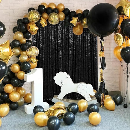 Black Sequin Backdrop Curtains, 2 Panels 4FTx8FT Black Curtain Backdrop Glitter - Image 5
