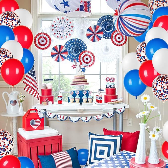 80 PCS Red White Blue Balloons 12 in - Image 6