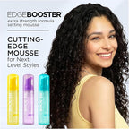 Style Factor EDGE BOOSTER Extra Strength Setting Mousse Travel Size – Frizz Control, Extra Volume, and Conditioning – 2.5oz Violet Crystal Mousse for Curly Hair