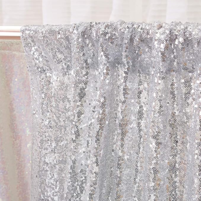 Poise3EHome Silver Sequin Backdrop, 20Ft x 10Ft Glitter Photography Background - Image 3