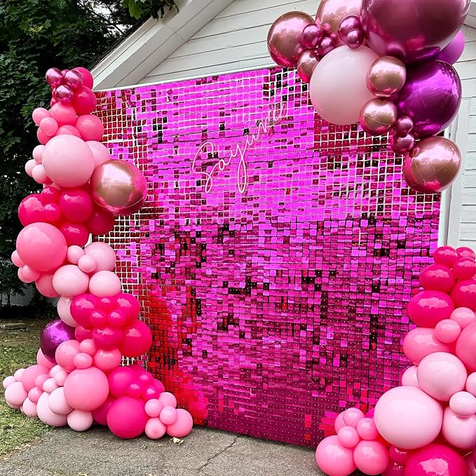 4x6 FT Hot Pink Shimmer Wall Backdrop, Glitter Bling Photo Backdrop - Image 6