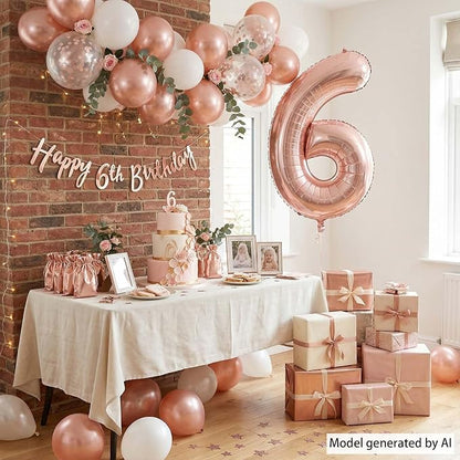 Rose Gold Number 6 Balloon 40 Inch, Luxurious Rose Gold Foil - Image 3
