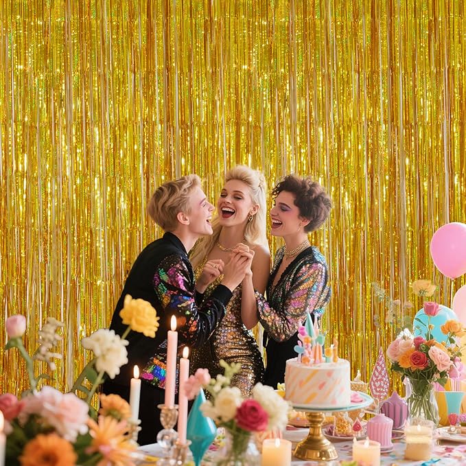 Shimmering Gold Foil Fringe Curtains - Image 5