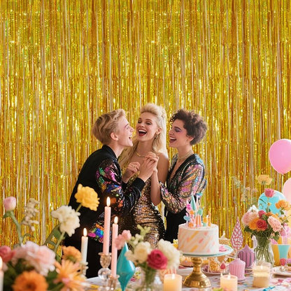 Shimmering Gold Foil Fringe Curtains - Image 5