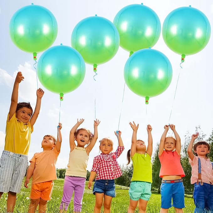 Metallic Gradient Blue Balloons, 22 Inch Large Sphere Round Balloons - Image 6