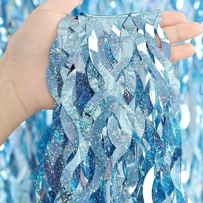 4 Pack Light Blue Party Foil Curtain by CYLMFC