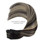 WENNALIFE Clip in Human Hair Extensions, 24 Inch 120g 7pcs Balayage Natural Black to Light Blonde Hair Extensions Real Human Hair Remy Double Weft