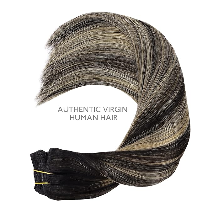 WENNALIFE Clip in Hair Extensions Real Human Hair, 20 Inch 150g 9pcs Human Hair Extensions Clip In, Balayage Natural Black to Light Blonde Hair Extensions Clip In Real Remy Human Hair