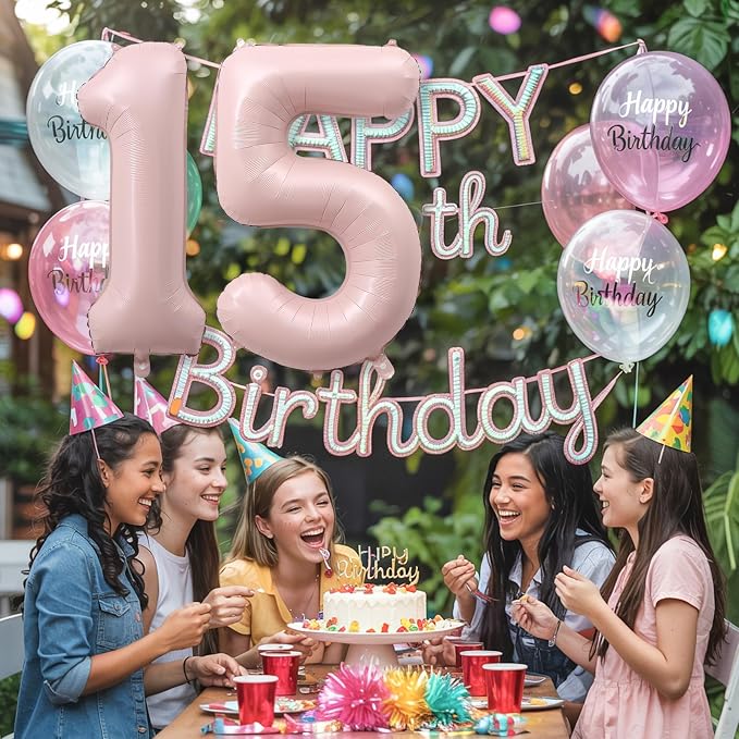 Light Pink Sweet 15th Birthday Balloon - Image 3