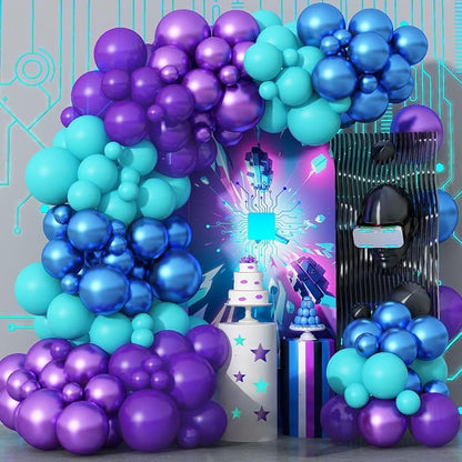 Black Purple Blue Balloons Garland Arch Kit, Metallic Blue Purple Teal Black by Togvu