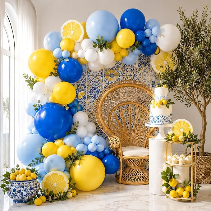 Blue White Yellow Balloon Arch Kit, Graduation Yellow Royal Blue Latex Party by Jobkoo