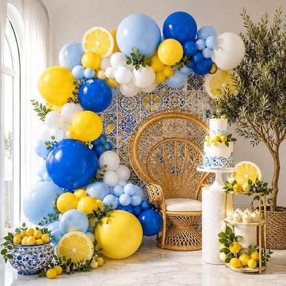 Blue White Yellow Balloon Arch Kit, Graduation Yellow Royal Blue Latex Party by Jobkoo