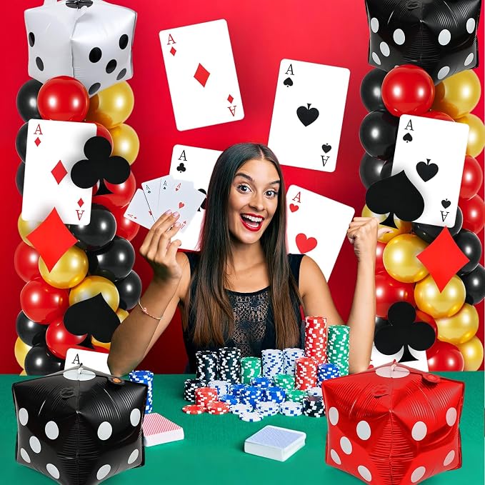 2 Sets Casino Theme Balloon Column Stand Kits Red Black Gold Balloons Column Kit - Image 5