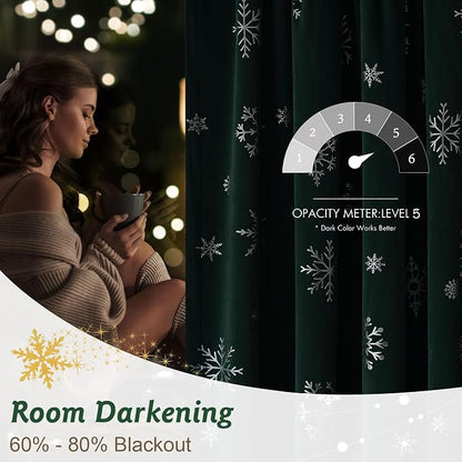 Beauoop Christmas Green Velvet Curtains - Image 3