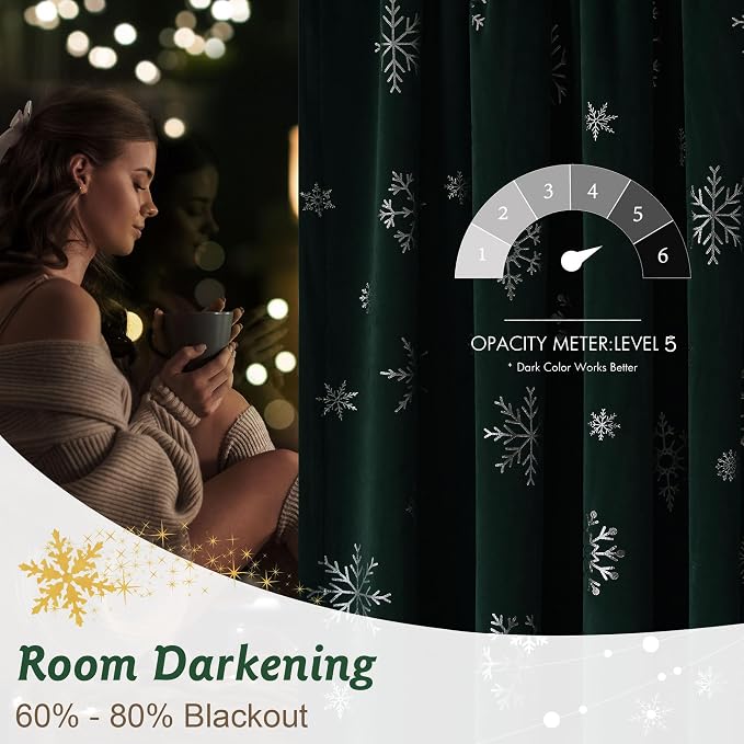 Beauoop Christmas Green Velvet Curtains - Image 3