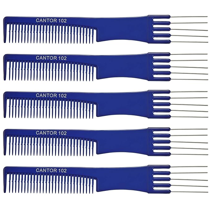 Lift Teasing Comb and Hair Pick 5 Pack, Five Stainless Steel Lifts - Chemical and Heat Resistant Detangler Anti Static Comb For All Hair Types By Cantor