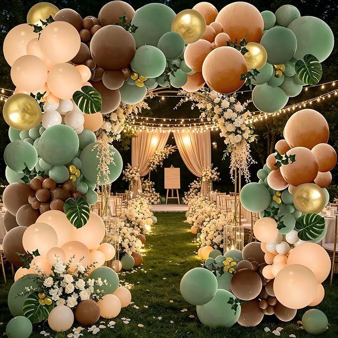 PERPAOL 148PCS Sage Green Brown Balloon Garland Kit, Jungle Safari Woodland - Image 3