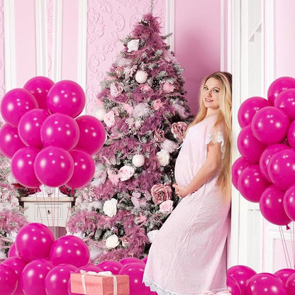 50pcs Hot Pink Balloons, Helium Quality 12inch Bright Pink Latex Balloons | - Image 3