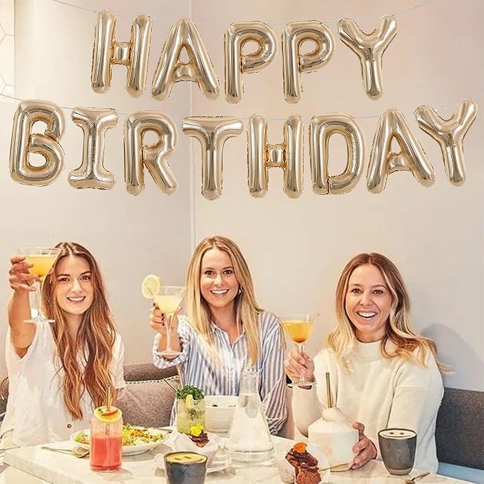 TONIFUL 16 Inch Champagne Gold Happy Birthday Balloon Banner Decorations | - Image 4