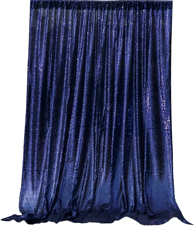 JYFLZQ Navy Blue Sequin Backdrop Curtains 2ft x 8ft 2 Panel Glitter Photo Booth - Image 8