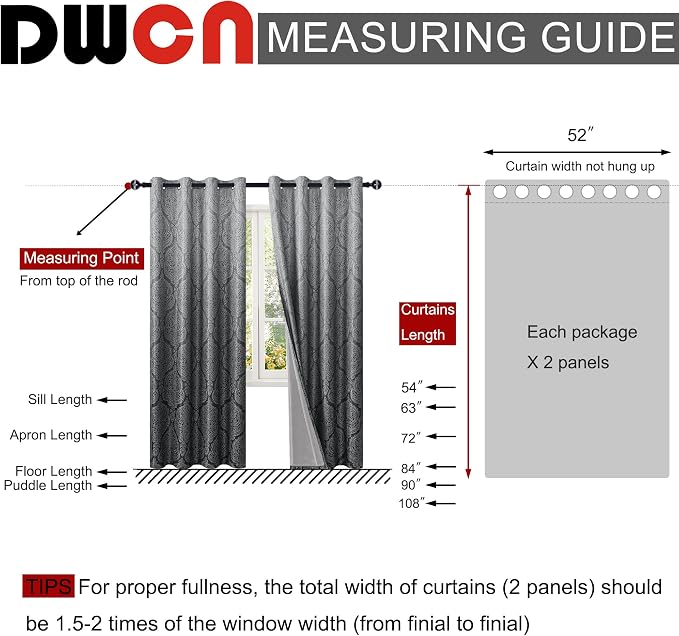 DWCN Black Blackout Curtains for Bedroom 96 Inch Long - Image 7